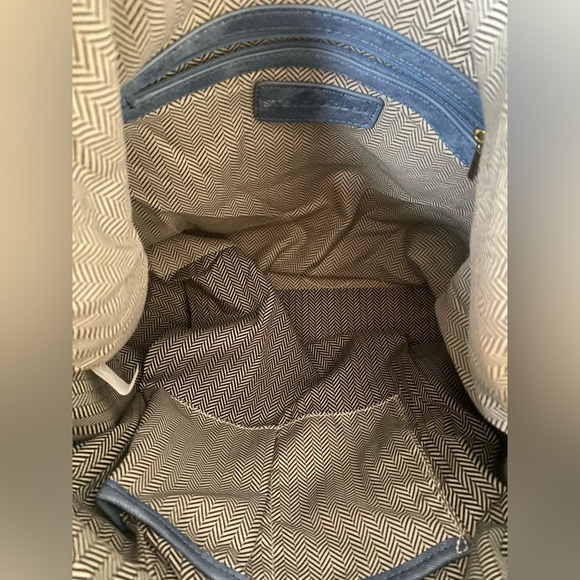 Steve Madden Large Blue Purse Gold Studded Tote Shoulder Bag NWOT - Picture 7 of 11